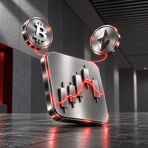 Crypto coins above a trading chart